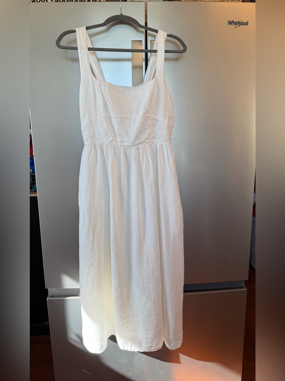 Quince European Linen Midi Dress in White - Picture 2 of 4